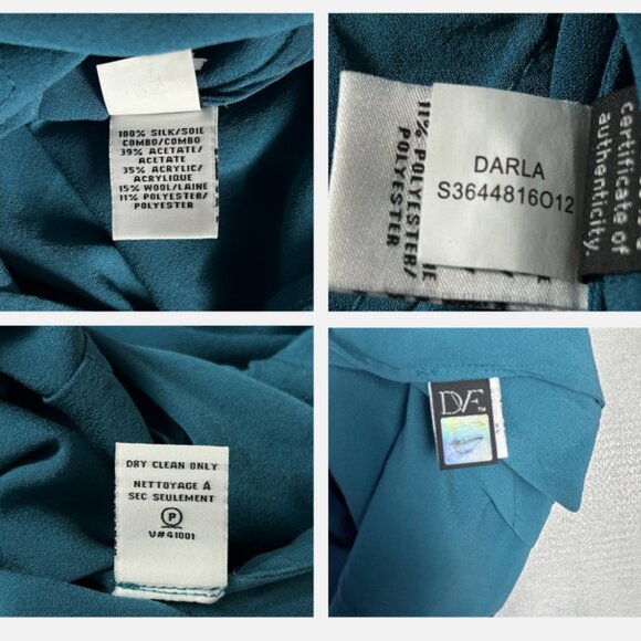 Diane Von Furstenberg Blouse Women Size 0 Silk Darla Colorblock Short Sleeve Top - Picture 15 of 15